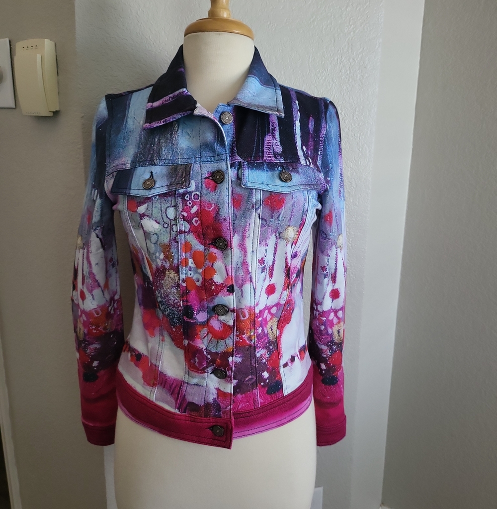 Simply Art By DOLCEZZA Abstract Art Print Jacket SZ SMALL